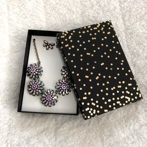 Brand new statement holographic rhinestone earring & necklace gift set